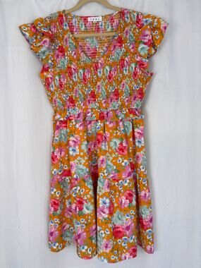 THML floral tiered flutter sleeve, baby doll, dress, romantic feminine summer
